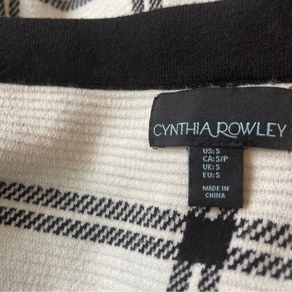 CYNTHIA ROWLEY Black White Plaid Wool Blend Sweater Skirt - Picture 7 of 9